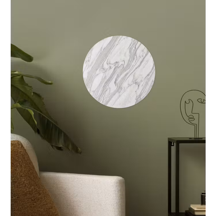Marmer - Wit - Grijs - Structuur - Modern Wandcirkel behangsticker klein -sfeer2
