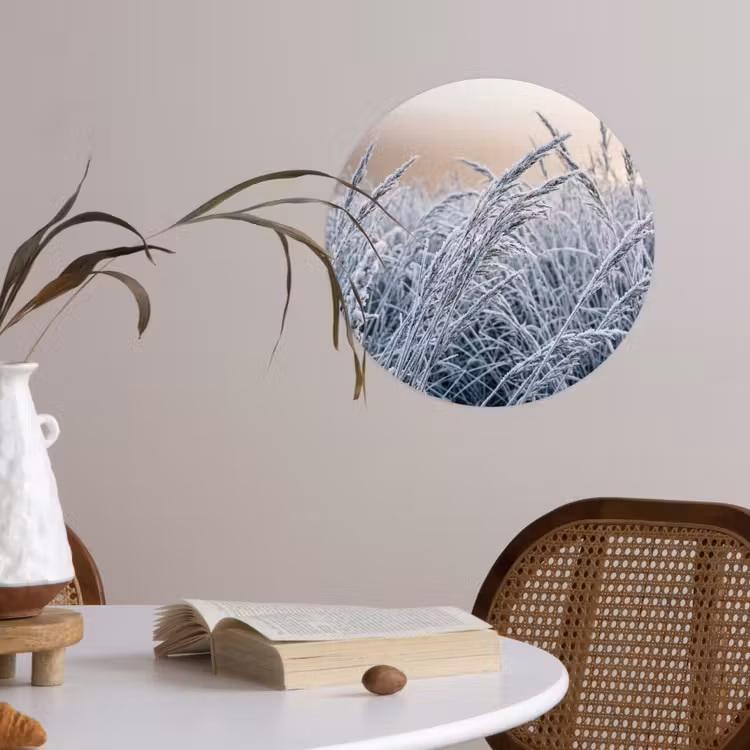 Rijp - Gras - Kristallen - Winter - Minimalistisch Wandcirkel behangsticker klein -sfeer3