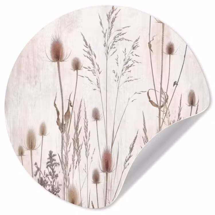 Weidebloemen - Design - Sepia Wandcirkel behangsticker klein -3d