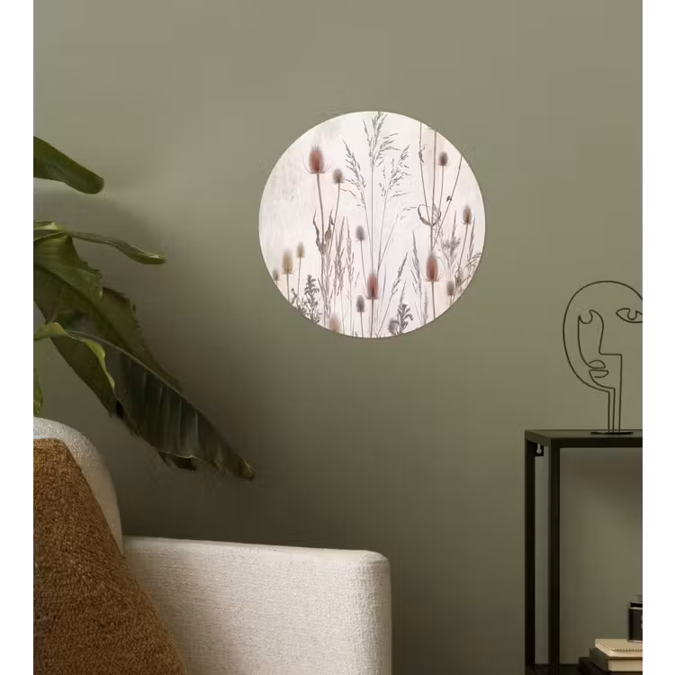 Weidebloemen - Design - Sepia Wandcirkel behangsticker klein -sfeer2