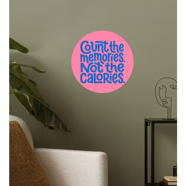 Memories - Roze - Blauw - Quote Wandcirkel behangsticker klein -sfeer2