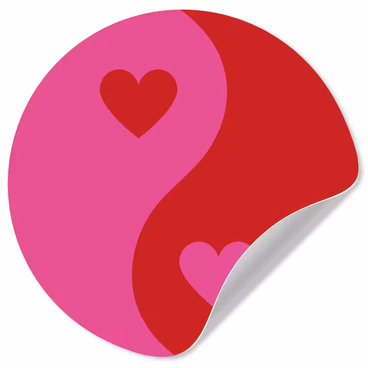 Minimalistisch - Rood - Roze - Hartjes Wandcirkel behangsticker klein -3d