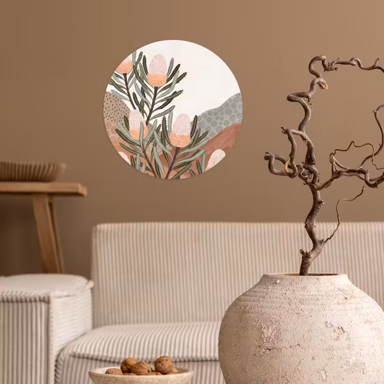 Modern - Heuvels - Terracotta Wandcirkel behangsticker klein -sfeer1