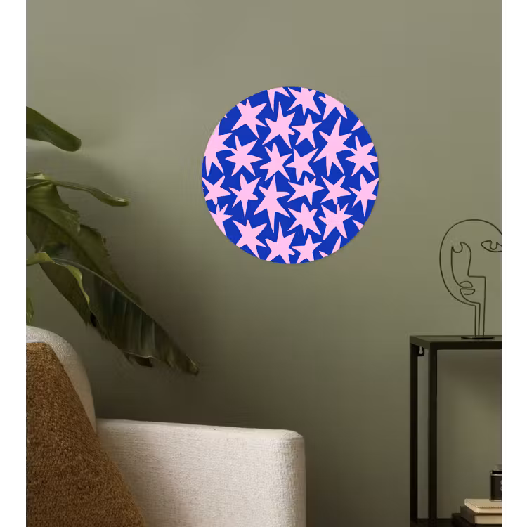 Modern - Sterren - Blauw Wandcirkel behangsticker klein 186 -sfeer2