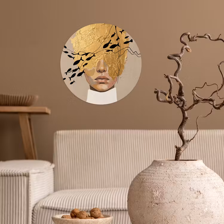 Modern - Vrouw - Goud Wandcirkel behangsticker klein -sfeer1