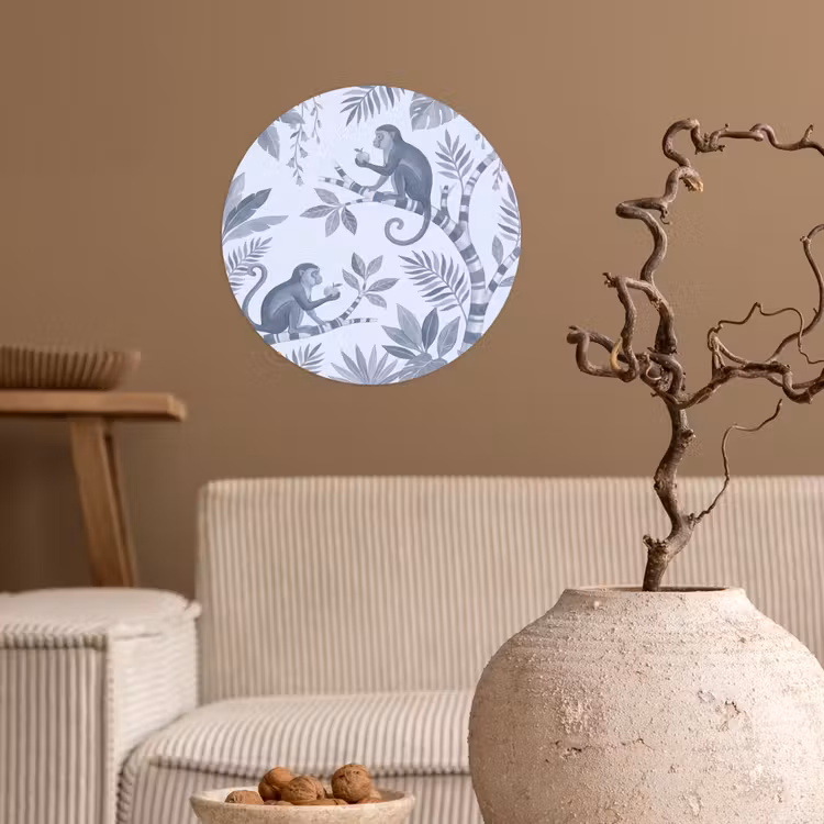 Aap - Boom - Bladeren - Jungle - Illustratie Wandcirkel behangsticker klein -sfeer1