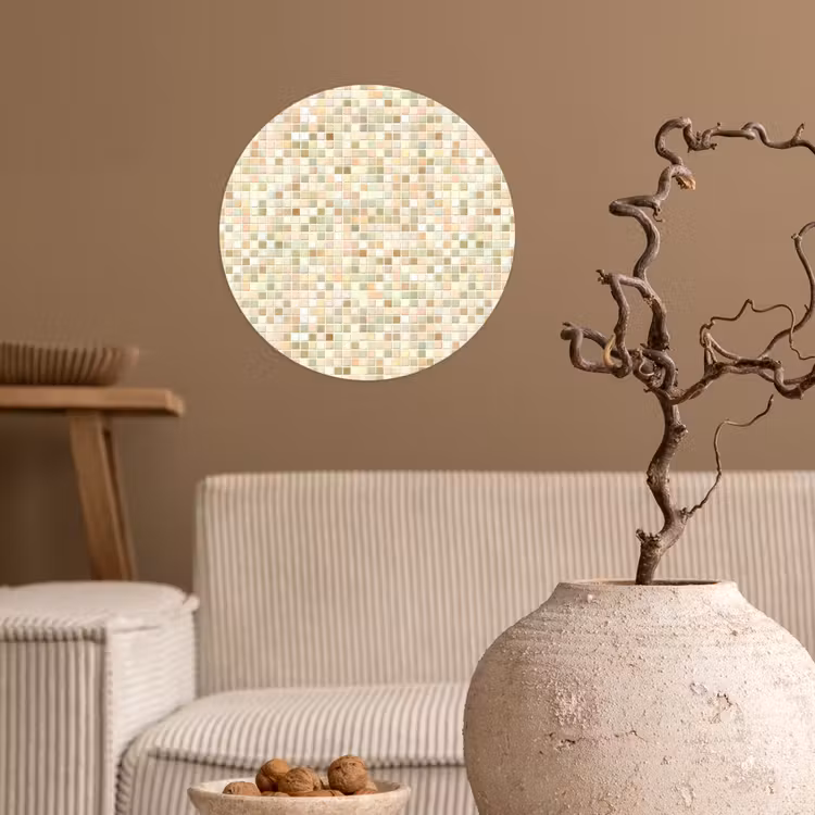 Mozaïek - Patroon - Beige Wandcirkel behangsticker klein 186 -sfeer1