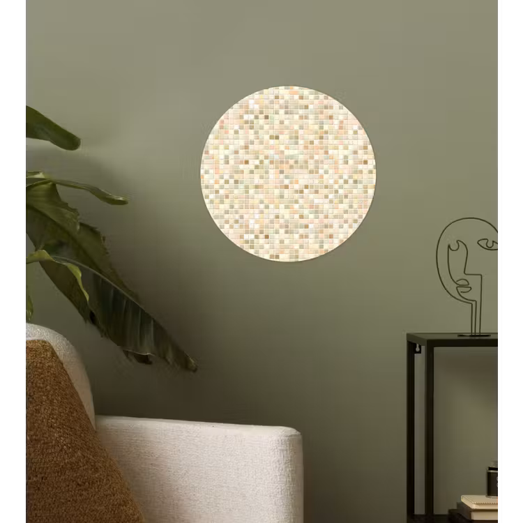 Mozaïek - Patroon - Beige Wandcirkel behangsticker klein 186 -sfeer2