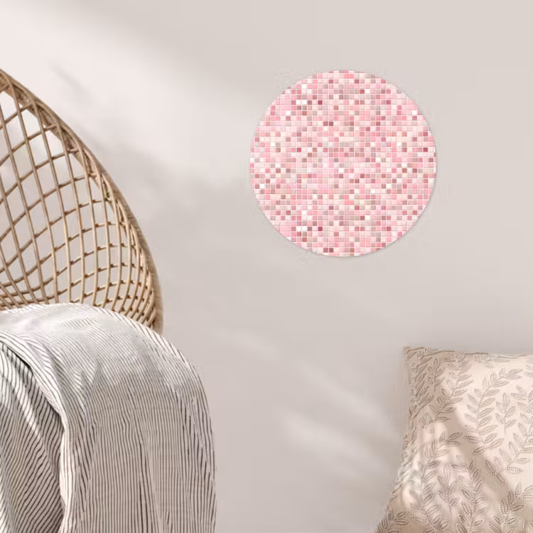 Mozaïek - Patroon - Roze Wandcirkel behangsticker klein 186 -sfeer4