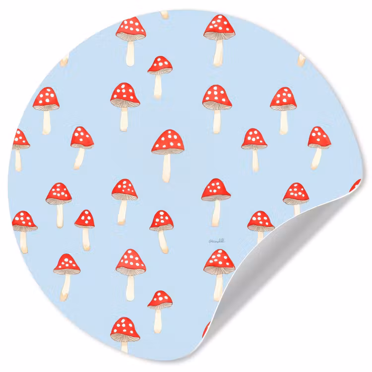 Paddenstoel -Sprookje - Blauw Wandcirkel behangsticker klein 186 -3d