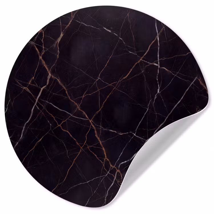 Natuursteen - Marmerpatroon - Abstract - Modern - Zwart - Goud Wandcirkel behangsticker klein -3d