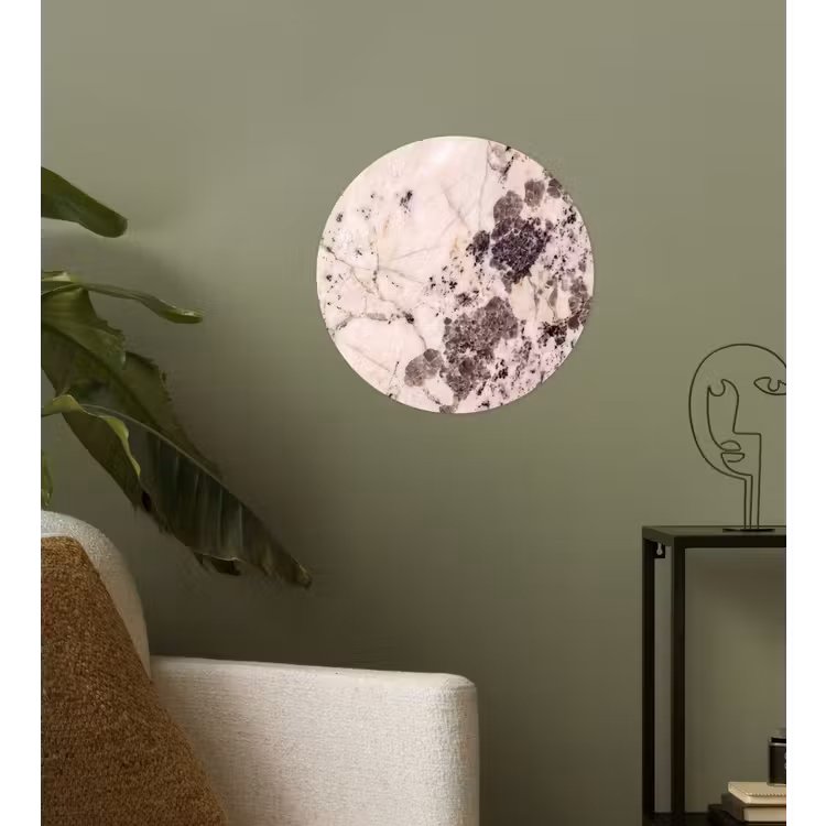 Natuursteen - Patroon - Abstract - Beige - Grijs Wandcirkel behangsticker klein -sfeer2
