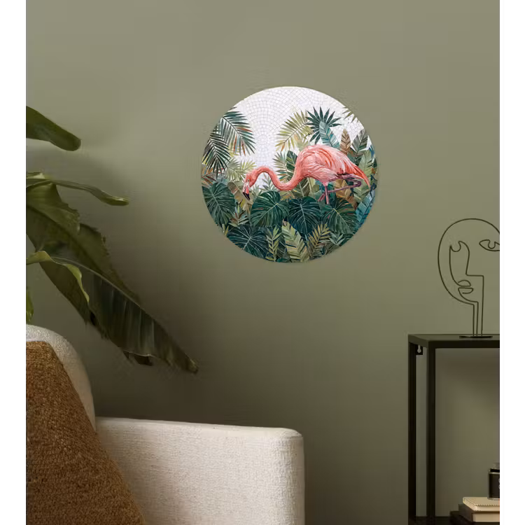Natuur - Bladeren - Abstract - Groen - Vogel Wandcirkel behangsticker klein -sfeer2