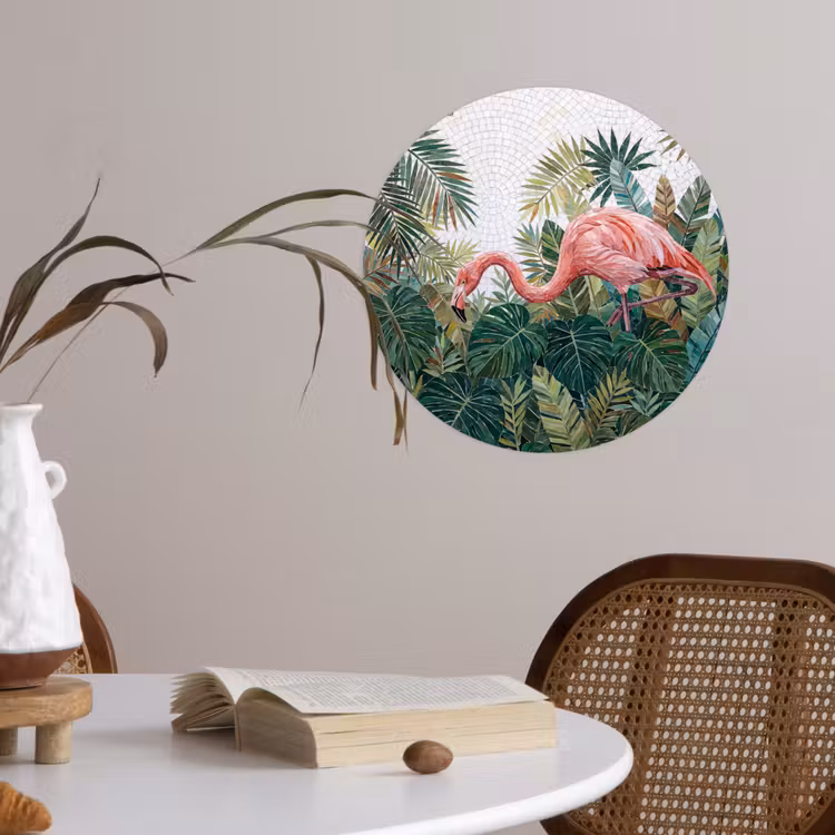 Natuur - Bladeren - Abstract - Groen - Vogel Wandcirkel behangsticker klein -sfeer3