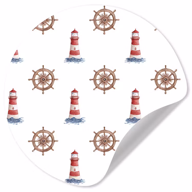 Nautisch - Klassiek - Rood Wandcirkel behangsticker klein 186 -3d