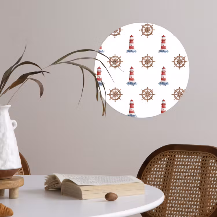 Nautisch - Klassiek - Rood Wandcirkel behangsticker klein 186 -sfeer3