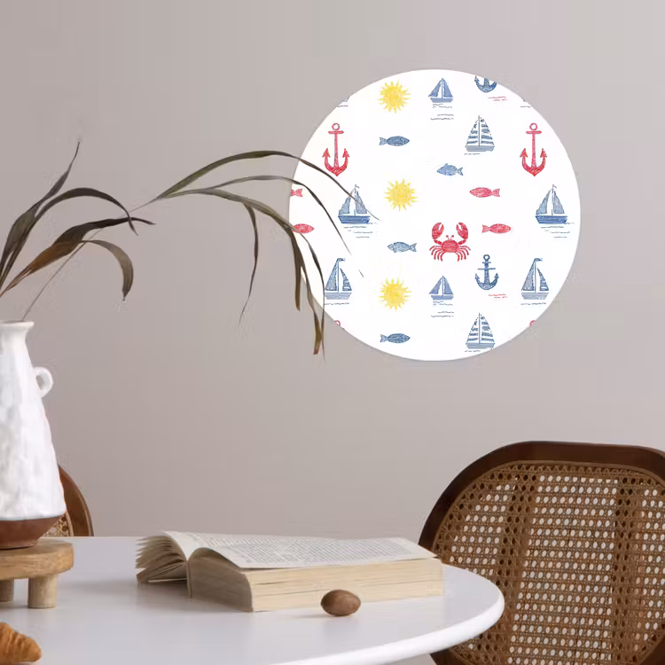 Nautisch - Illustraties - Kleurrijk Wandcirkel behangsticker klein 186 -sfeer3