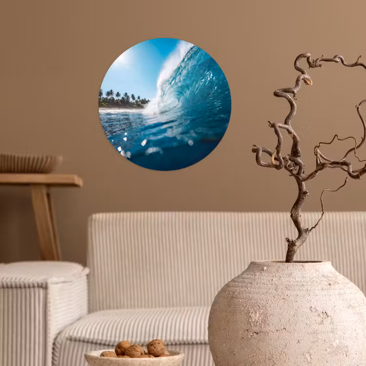 Oceaan - Golf - Strand - Natuur - Blauw Wandcirkel behangsticker klein -sfeer1