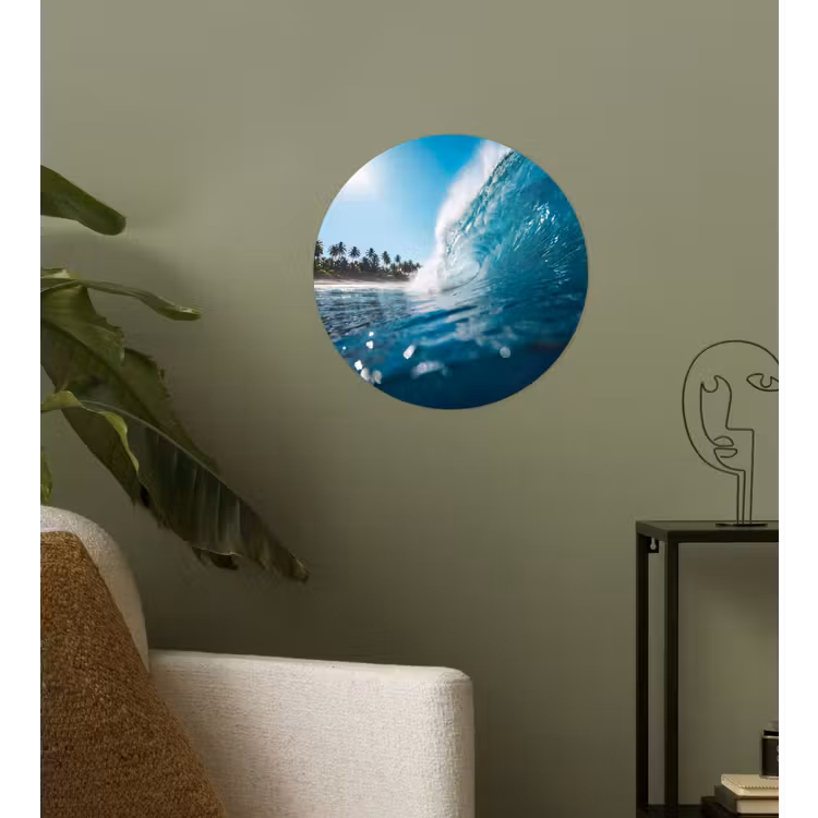 Oceaan - Golf - Strand - Natuur - Blauw Wandcirkel behangsticker klein -sfeer2