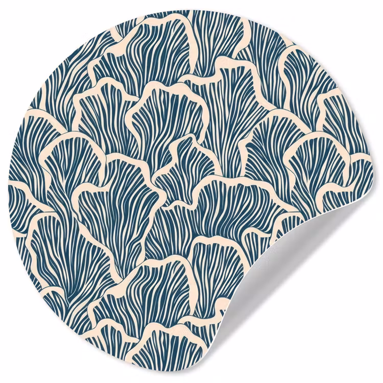 Organisch - Blauw - Crème - Schelpen Wandcirkel behangsticker klein 186 -3d