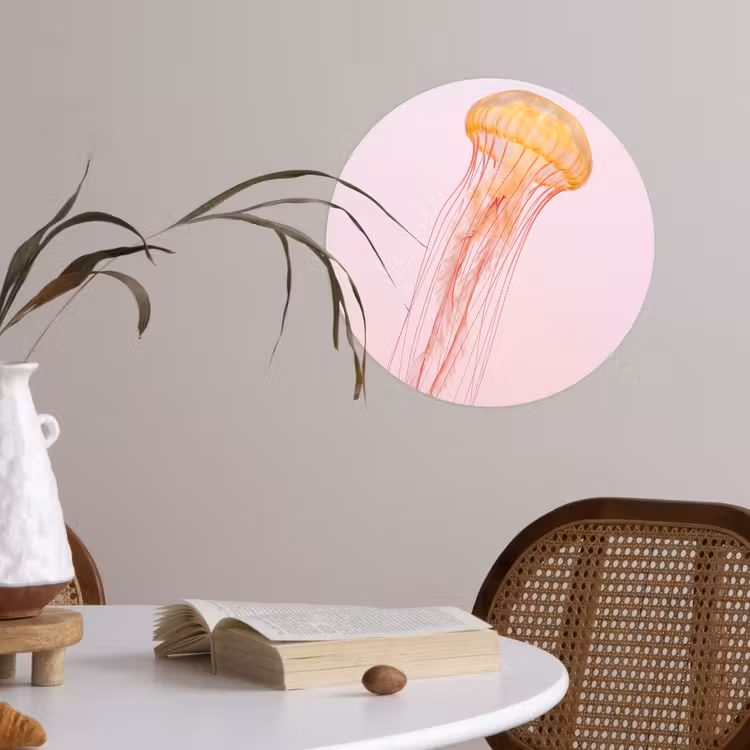 Sierlijk - Kwal - Roze Wandcirkel behangsticker klein -sfeer3