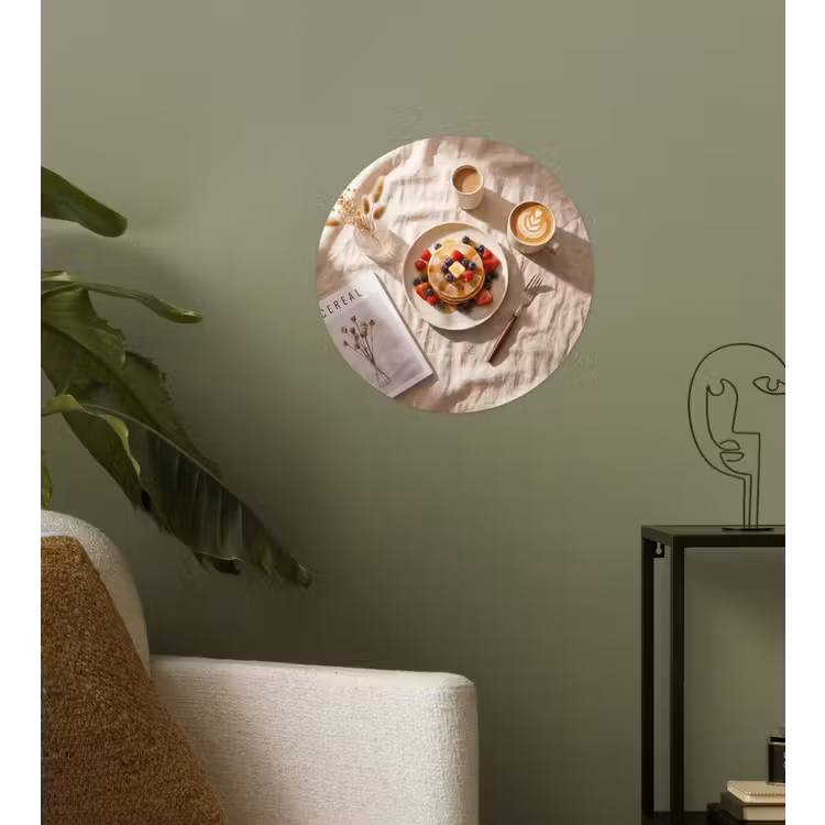 Pannenkoeken - Bessen - Ontbijt - Modern - Beige Wandcirkel behangsticker klein -sfeer2