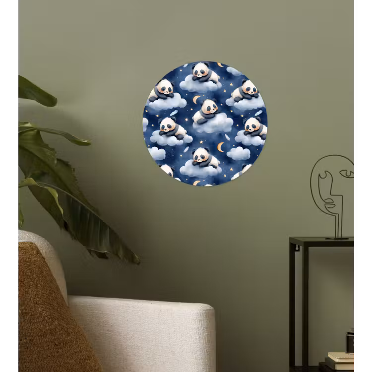 Panda's - Slapen - Blauw Wandcirkel behangsticker klein 186 -sfeer2