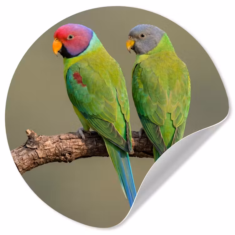 Papagaai - Tak - Natuur - Kleurrijk Wandcirkel behangsticker klein -3d
