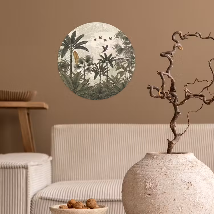 Papagaaien - Jungle - Tropisch - Green Wandcirkel behangsticker klein -sfeer1