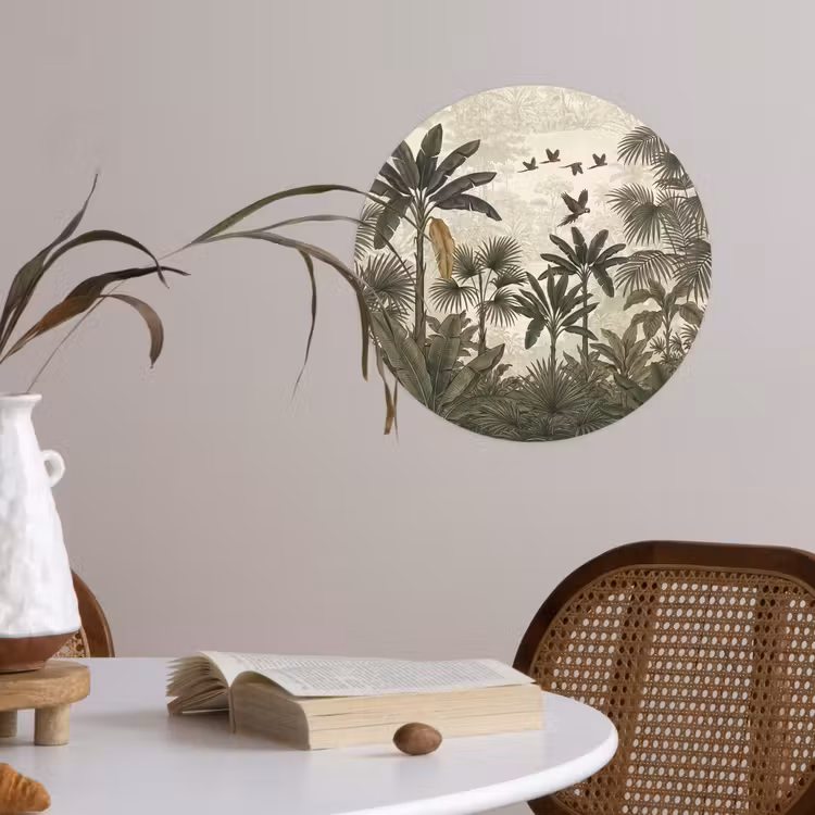 Papagaaien - Jungle - Tropisch - Green Wandcirkel behangsticker klein -sfeer3