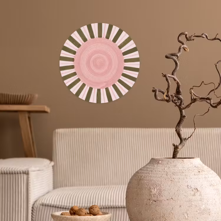 Patroon - Cirkel - Stralen - Abstract - Roze Wandcirkel behangsticker klein -sfeer1