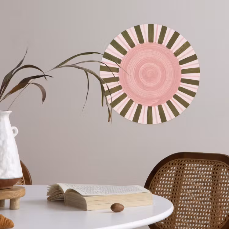 Patroon - Cirkel - Stralen - Abstract - Roze Wandcirkel behangsticker klein -sfeer3