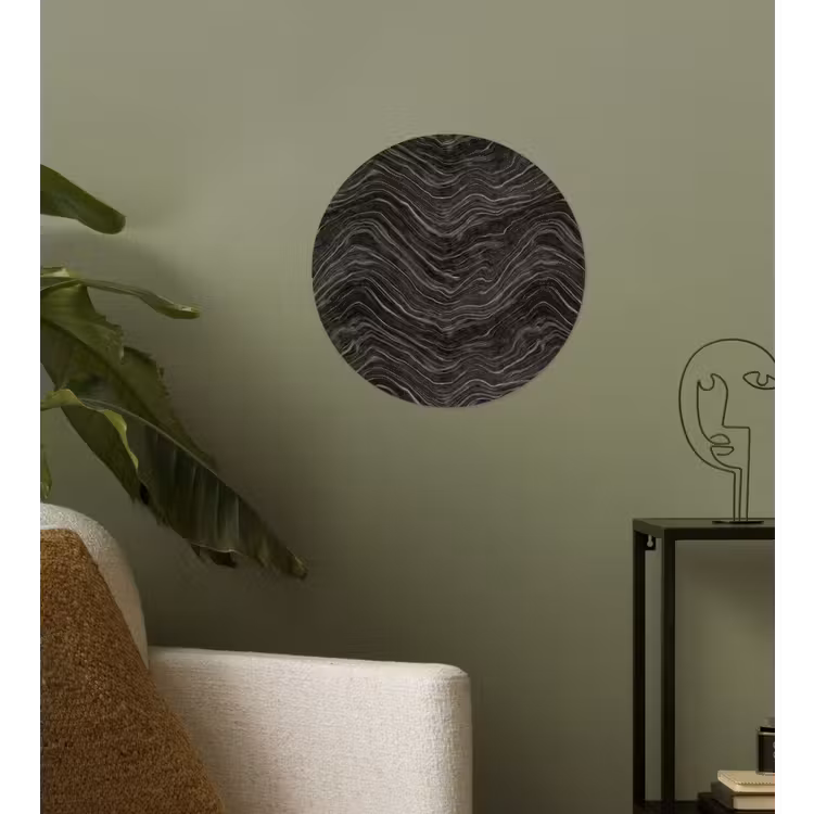 Patroon - Contrast - Antraciet Wandcirkel behangsticker klein 186 -sfeer2