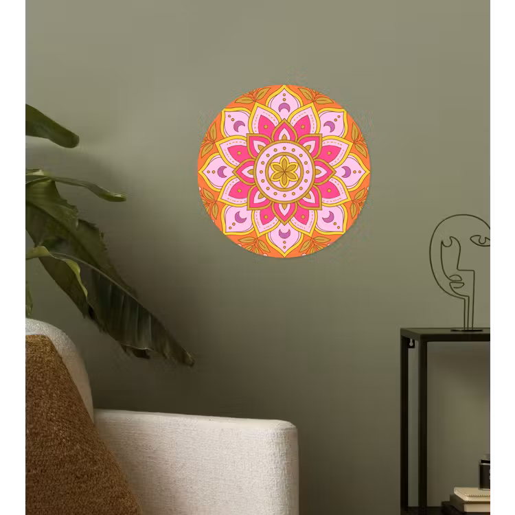 Patroon - Bloemmotief - Decoratie - Abstract - Roze Wandcirkel behangsticker klein -sfeer2