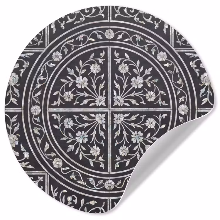 Patroon - Bloemmotief - Decoratie - Klassiek - Zwart Wandcirkel behangsticker klein -3d