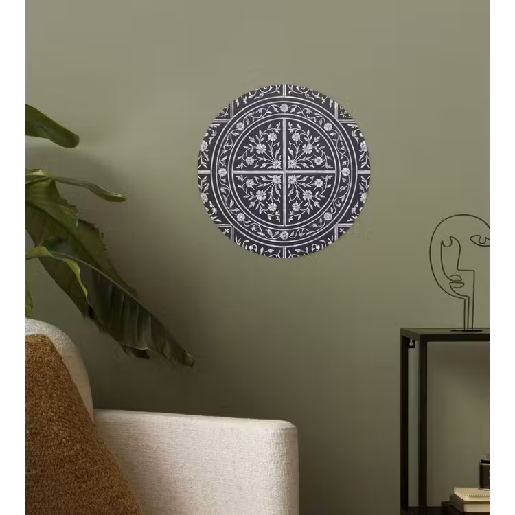 Patroon - Bloemmotief - Decoratie - Klassiek - Zwart Wandcirkel behangsticker klein -sfeer2
