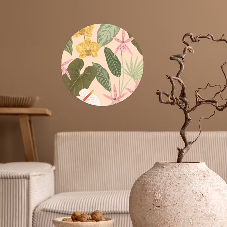 Patroon - Bloemen - Kleurrijk Wandcirkel behangsticker klein -sfeer1