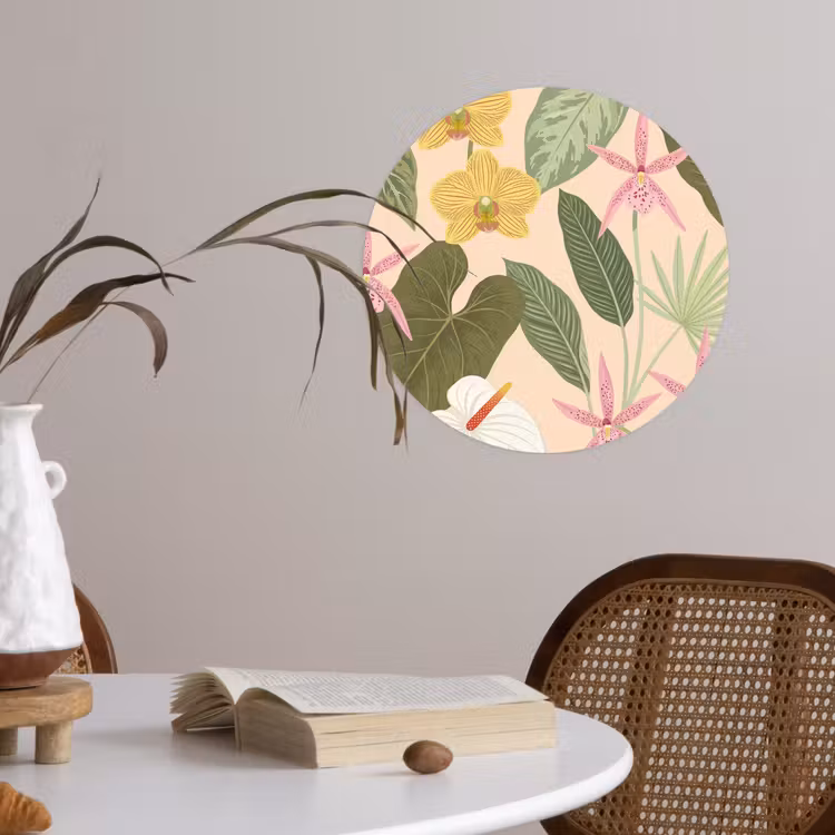 Patroon - Bloemen - Kleurrijk Wandcirkel behangsticker klein -sfeer3