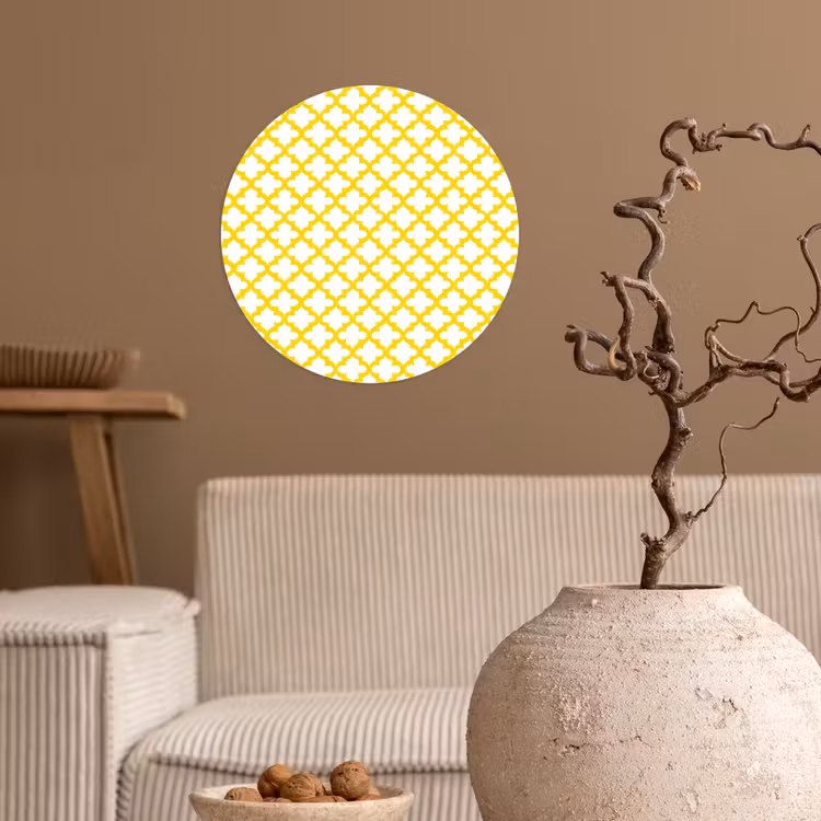 Patroon - Geometrisch - Klassiek - Geel Wandcirkel behangsticker klein 186 -sfeer1