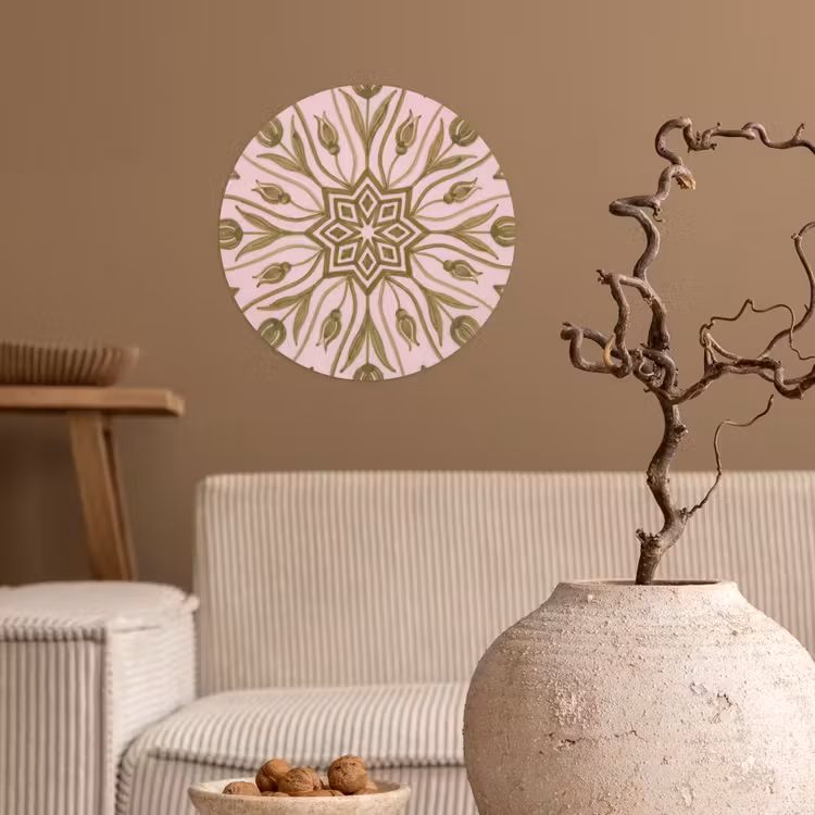 Patroon - Mandala - Decoratie - Abstract - Groen Wandcirkel behangsticker klein -sfeer1