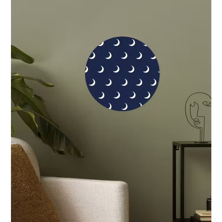 Patroon - Manen - Blauw Wandcirkel behangsticker klein 186 -sfeer2