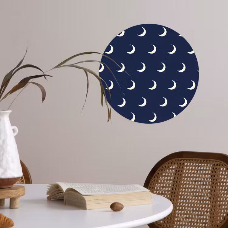 Patroon - Manen - Blauw Wandcirkel behangsticker klein 186 -sfeer3