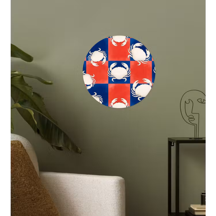 Patroon - Zeeleven - Rood - Blauw - Abstract Wandcirkel behangsticker klein -sfeer2
