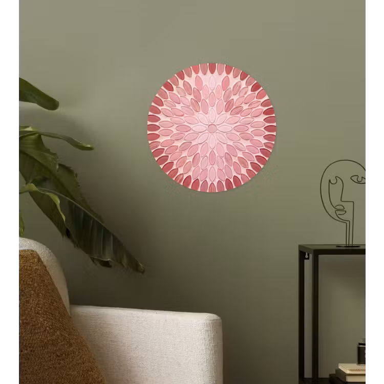 Patroon - Mozaïek - Ovaal - Abstract - Roze Wandcirkel behangsticker klein -sfeer2