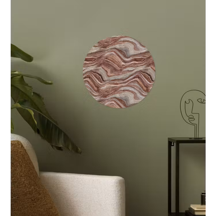 Patroon - Zandsteen - Travertijn Wandcirkel behangsticker klein 186 -sfeer2