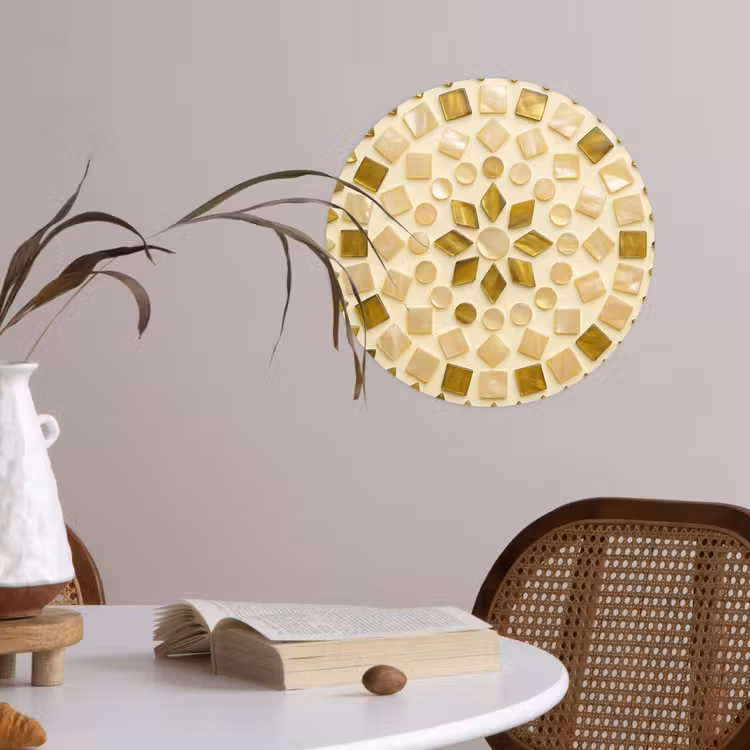 Patroon - Vormen - Mozaïek - Abstract - Goud Wandcirkel behangsticker klein -sfeer3