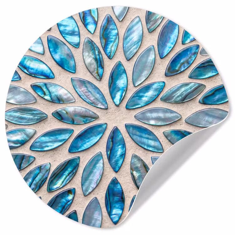 Patroon - Glans - Abstract - Blauw - Decoratie Wandcirkel behangsticker klein -3d