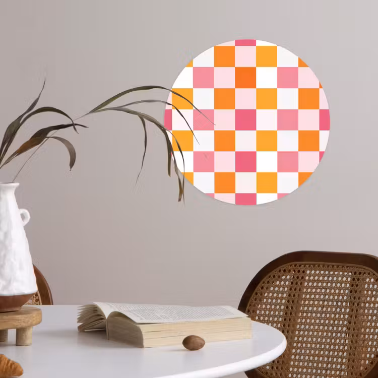 Patroon - Vierkant - Roze Wandcirkel behangsticker klein 186 -sfeer3