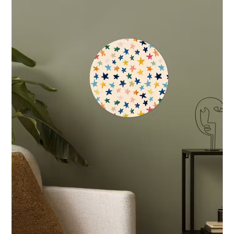 Patroon - Sterren - Kleurrijk Wandcirkel behangsticker klein 186 -sfeer2