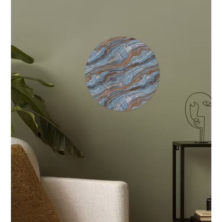 Patroon - Steen - Blauw Wandcirkel behangsticker klein 186 -sfeer2
